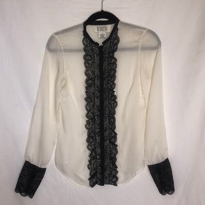 Sheer button down blouse cream colored